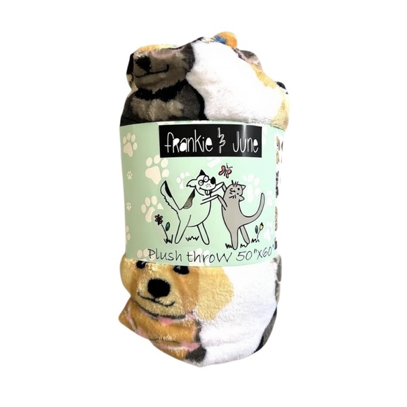 Dog Plush Throw Blanket - Brown and White - Picture 5 of 6